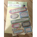 Handmade Paper Die-Cut Craft Scrapbooking Embellishments Glitter Adhesive Dimensional Stickers